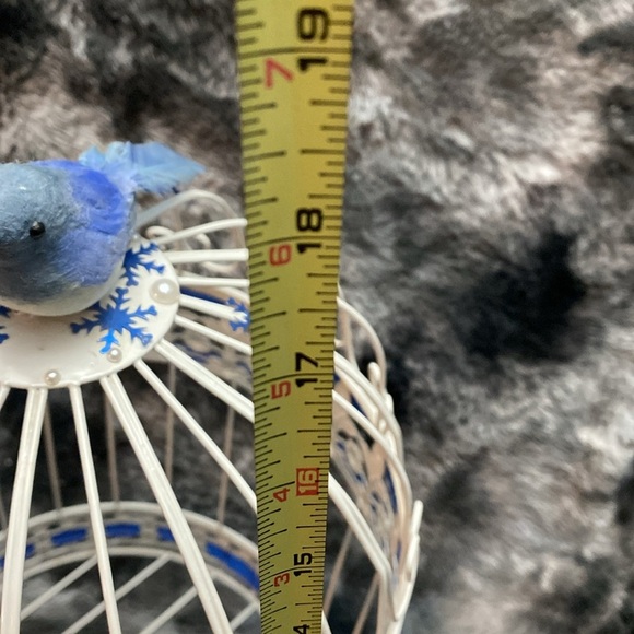 White  Wrought Iron Birdcage
Decorative Hinged Bird Embellished with blue bird - Picture 13 of 16